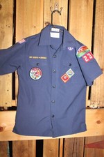 Boy Scouts of America BSA Youth Shirt Medium Blue Sewn on patches