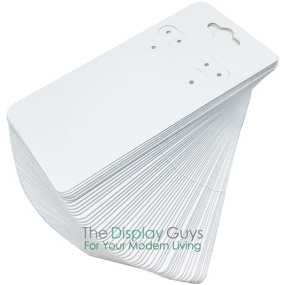 100pc 2x4" Inch White Paper Earrings Display Hanging Cards for Jewelry Accessory - Image 3 of 3