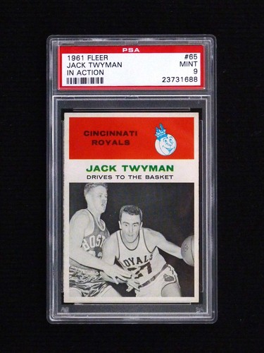1961 Fleer Basketball #65 Jack Twyman IA, PSA 9 (Mint)  *** CENTERED ***