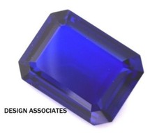 LAB CREATED BLUE SAPPHIRE 12 X 10 MM EMERALD CUT BEAUTIFUL COLOR AAA