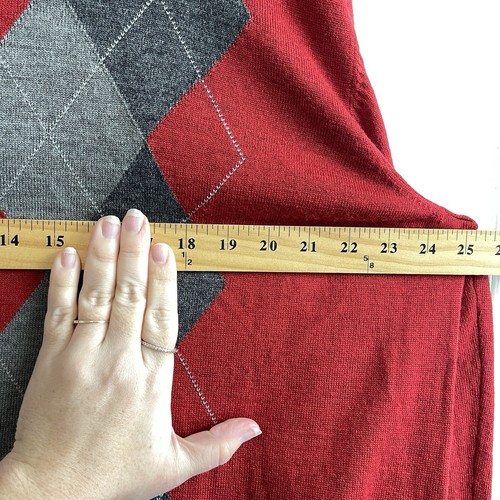 APT 9 Red Argyle Merino Wool Blend Quarter Zip Sweater Pullover Men's XXL - Picture 7 of 7