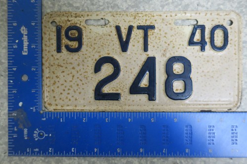 Vermont Vt License Plate Tag Motorcycle MC 1940 40 #248