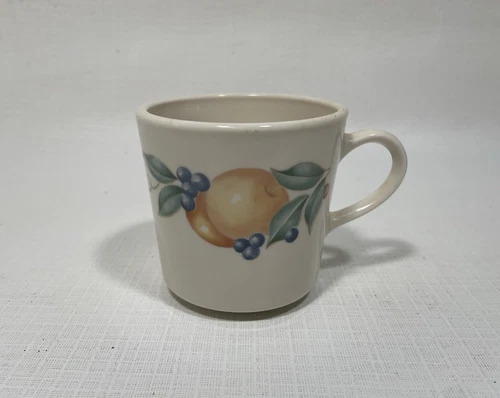 Corning Abundance Coffee Cup Mug Fruit Design Blue Red Green Orange Vintage USA