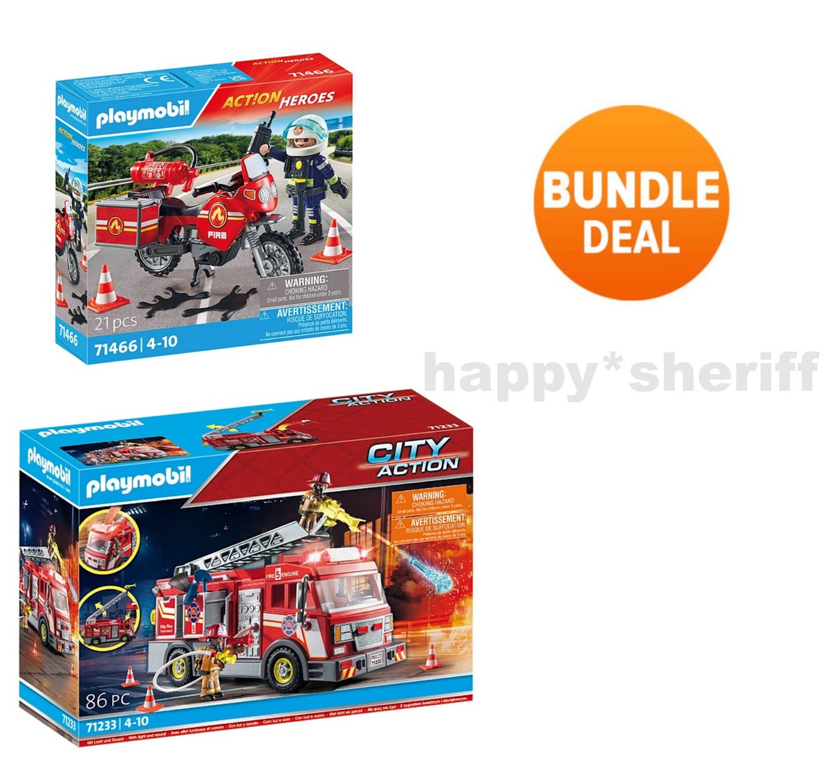 Playmobil Starter Set 5705 Pompiers USA 2002 Boîte Neuve