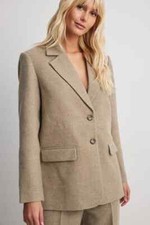 Na-kd Heavy Oversized Blazer Size 38 Beige (m) Jacket Rrp £85
