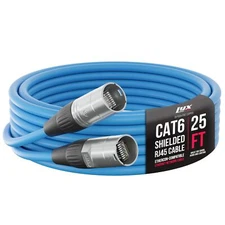 LyxPro CAT6 Shielded Ethercon RJ45 Xlr Cable - Male to Male, 25 feet, Blue
