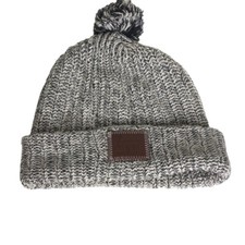 Love Your Melon Hat Gray Black Large With Pompom 100% Cotton Warm USA Made