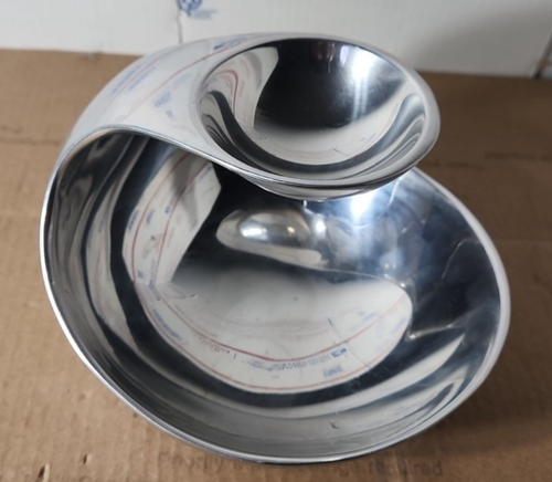 Nambe Wei Young Chip and Dip Bowl Server Modern MCM Metal MT0369 - Picture 2 of 8