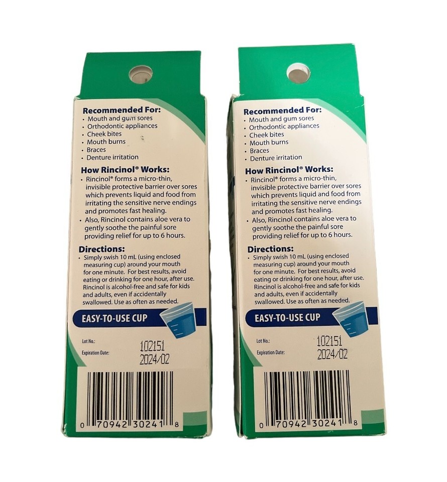 Gum Rincinol PRN Mouth Sore Rinse 4 oz Healthy Gums New Exp 2/24 2 Pack