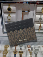 Michael Kors Cooper Men Signature Logo Tall Credit Card Case Wallet Brown