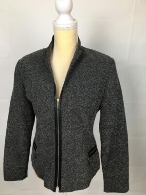 NICE Sag Harbor Women s Comfy Work Pants Suit Black White Sz 6 Zipper Blazer Gr8