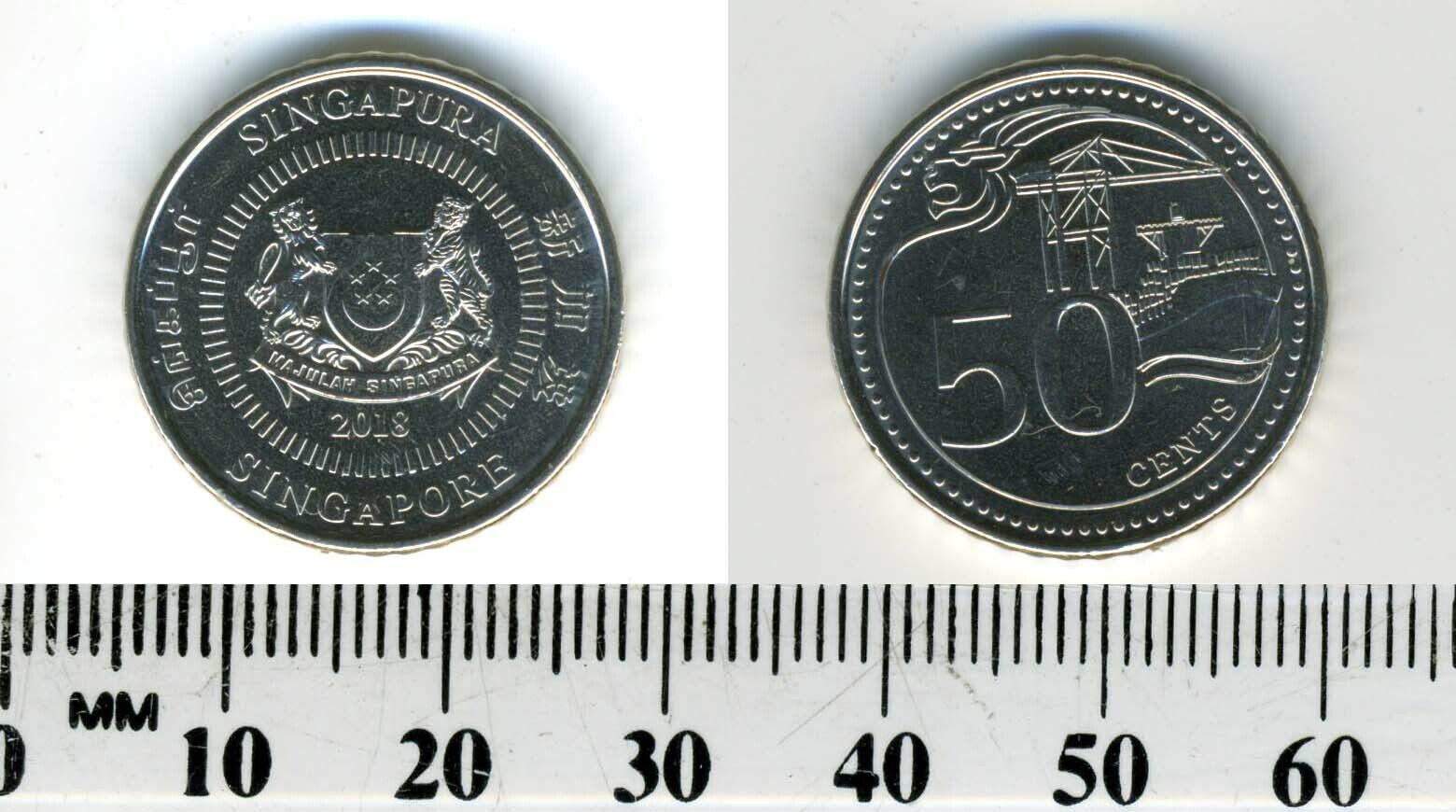 Singapore 2018 - 50 Cents Nickel plated Steel Coin - Lion-head,