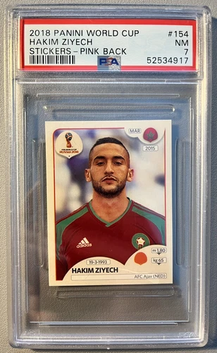 2018 Panini World Cup Hakim Ziyech #154 PSA 7 POP 1 🔥📈 Stickers - Pink Back