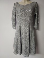 SLNY Womens Shimmer Sequin Cocktail and Party Dress Gray Size 8