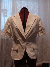 White Summer Short Sleeve Jacket Women's M