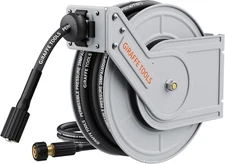 Giraffe Tools 1/4" x 60 ft Retractable Pressure Washer Hose Reel, 4000PSI Hose