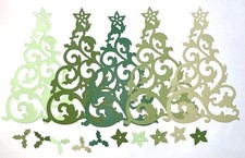 5 Christmas TREE cardstock paper die cut embellishments