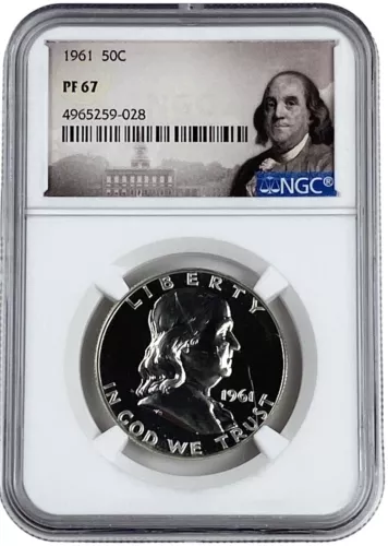 1961 Proof 50c Franklin Half Dollar Coin NGC PF 67