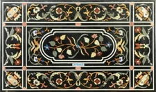 3'x2' black Marble table Top coffee side pietra Dura inlay lapis room decor r1