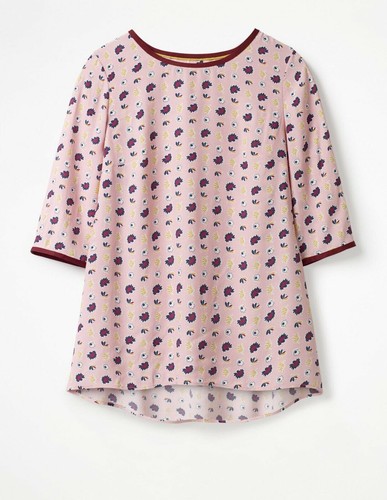 BODEN Hi-Lo Hem Top Milkshake Flower Press W0190 RRP £65.00 SIZE UK 14 BRAND NEW - Picture 5 of 9