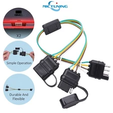 4 Pin Flat Trailer Wiring 2-Way Y-Splitter Extension Cable Towing Wire Harness