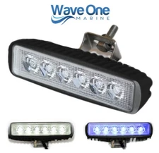Wave One Marine | Dual Color | BLACK White & Blue LED Boat Spreader Deck Light 