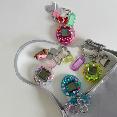 Korean Fashion Rainbow Game Console Bone Keychain Kawaii Harajuku Charm