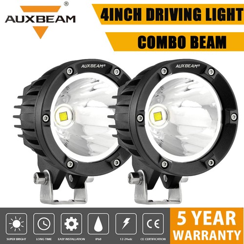 AUXBEAM 4inch Round LED Work Lights Bar Driving Offroad 4WD Spot Flood Pods Fog - Picture 1 of 12