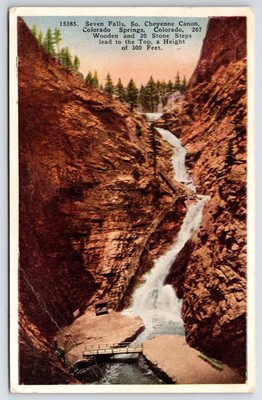 Postcard CO Colorado Springs Seven Falls Cheyenne Canyon Posted 1925 PC N2418