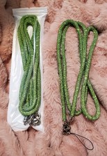Lot of 2 - Green Rhinestone Phone Lanyard Strap Crossbody Chain