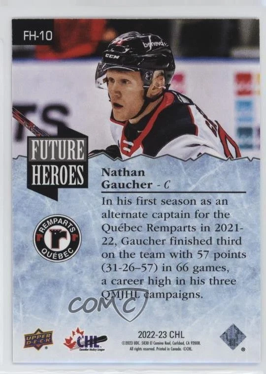 2022-23 Upper Deck CHL Future Heroes Red /99 Nathan Gaucher #FH-10 - Image 2 of 2