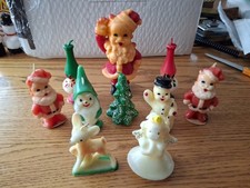 Lot 10 Vintage Gurley Christmas Candles Santas Deer Lanterns Tree Snowman Angel 