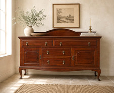 Large Antique Edwardian Mahogany Sideboard Cabriole Legs Drawers Cupboards