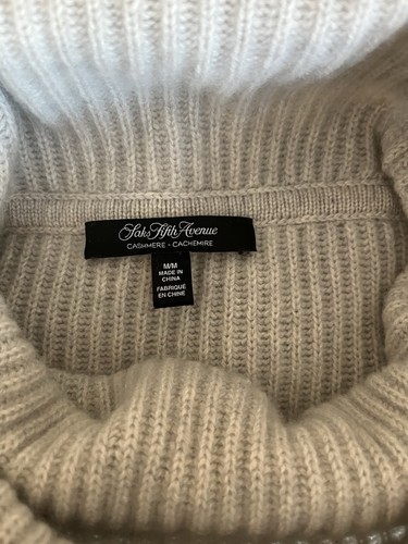 SUÉTER SAKS FIVE AVENUE 100% CACHEMIR GRUESO TEJIDO ACANALADO BOLSILLOS DELANTEROS TALLA M - Imagen 6 de 10