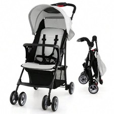 Foldable Baby Stroller Lightweight Travel Pushchair Coffee 0-36 Months