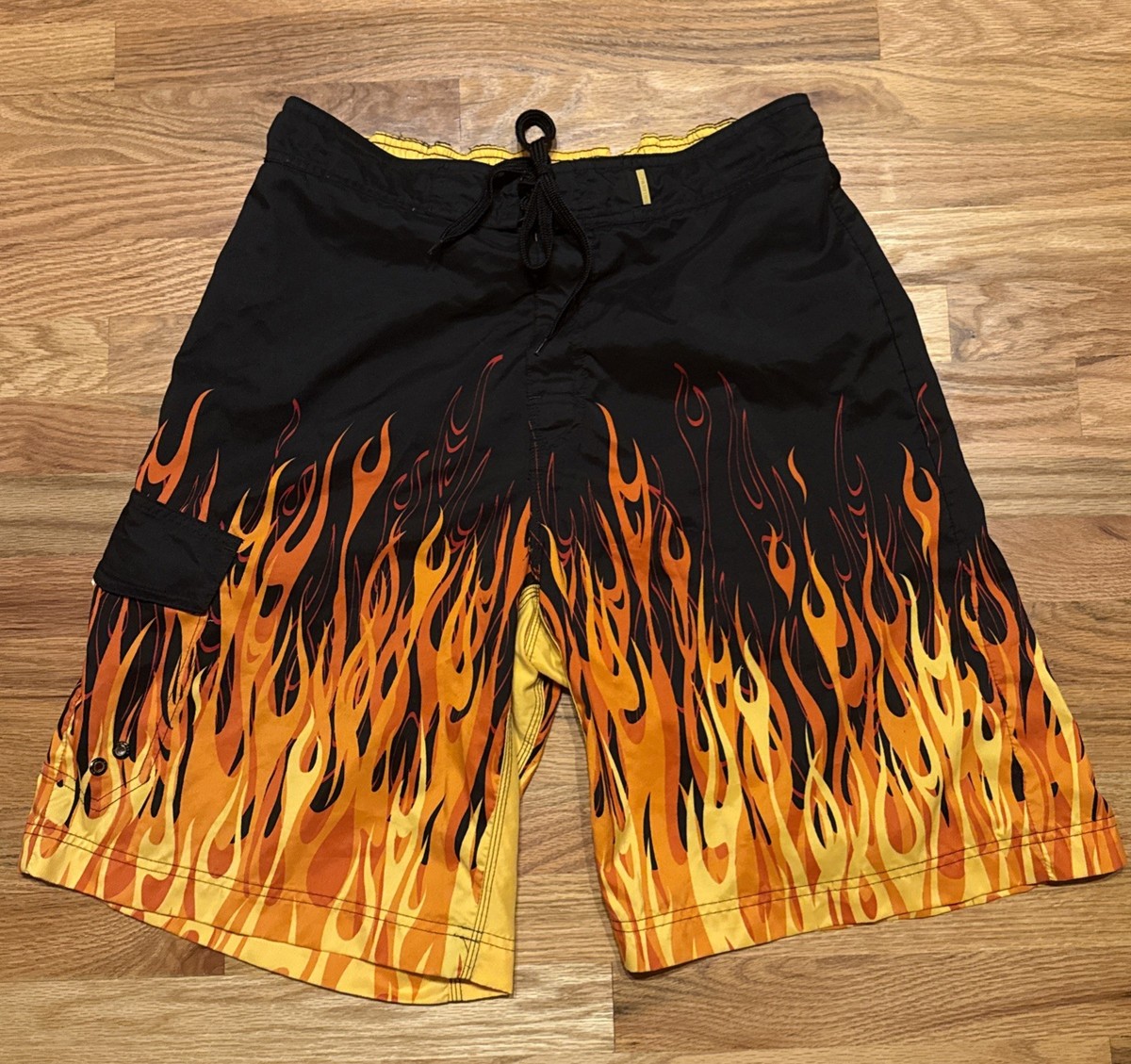VTG Y2K Arizona 10” Board Shorts Swim Trunks Mens Size Large Black