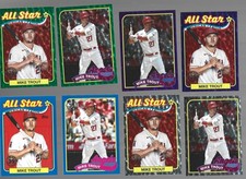 Mike Trout 2024 Topps 12 Card #D Base & All Star Lot Purple /75, Green /99 Black
