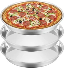 3 Pcs Deep Pizza Pans, 16" in diameter and 2.36" depth, Black 
