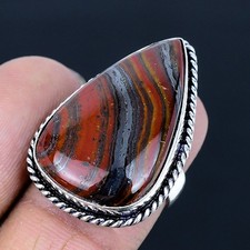 Iron Tiger Eye Handmade 925 Sterling Silver Jewelry Ring US Size 6.5
