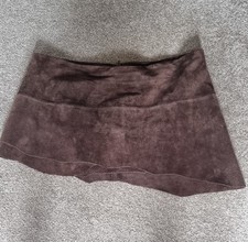 Womens Vintage Jane Norman Layered Raw Edge Brown 100% Real Suede. Uk Size 12