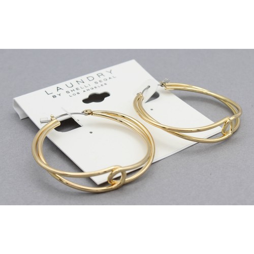Laundry by Shelli Segal Gold Tone Linked Hoop Earrings LN72 - Picture 2 of 4