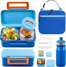 Kids Bento Box Set - Includes 8Oz Soup Thermo, Insulated Lunch Bag & 17Oz Stainl
