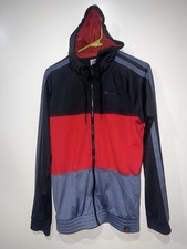 Adidas ClimaLite Hooded Jacket Men’s Small Black Red  Full Zip  Athletic Hoodie