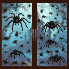 53 PCS Spider Halloween Decorations, Halloween Window Clings for Home Glass