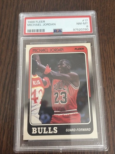 1988 FLEER MICHAEL JORDAN,  Card #17 PSA 8 NM-MT Chicago Bulls, HOF