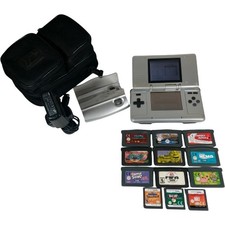 Nintendo DS Bundle Handheld System With GBA Games, Bag and Charger Silver