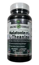 Amazing Formulas Melatonin Plus L-Theanine - Sleep Support - 120 tabs -Exp 03/27