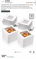38 Pcs Cake Boxes, 10 X 10 X 8 Inch Baking Bo...