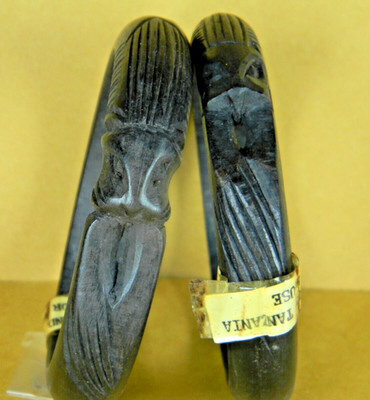 TWO Ebony Bangle Bracelet  Handmade Africa   Snake with Tail in Mouth.  #1  *
