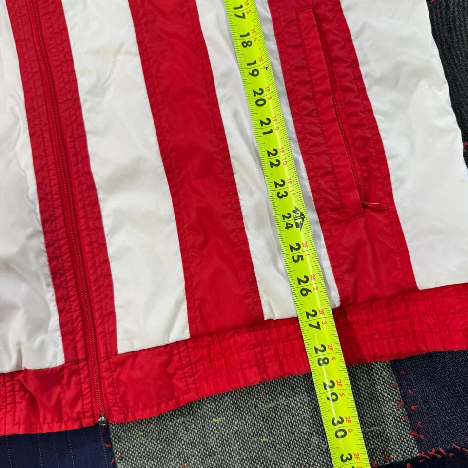 Chaqueta deportiva cortavientos Adidas vintage años 90 a rayas blanca y roja talla XL Foto 4 de 4